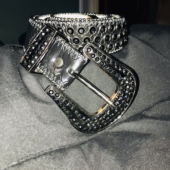 DNA Belt- Alligator Skin With Black Stones